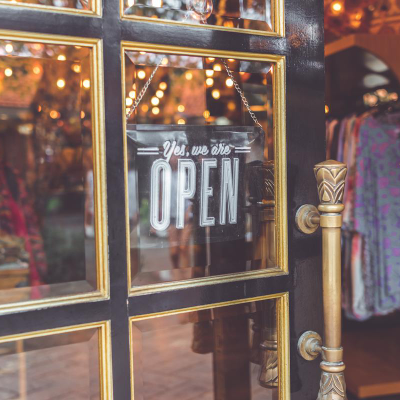 Open for Business Sign in a St. Louis Local Business